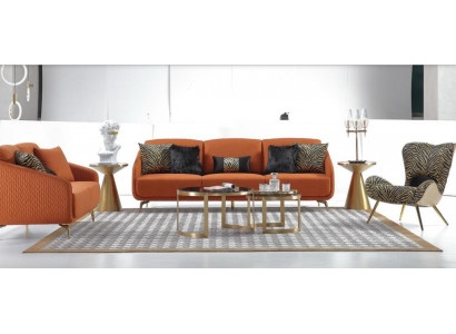Třímístná pohovka Potah Design Pohovka Moderní třímístné pohovky Nábytek Obývací pokoj Oranžová
