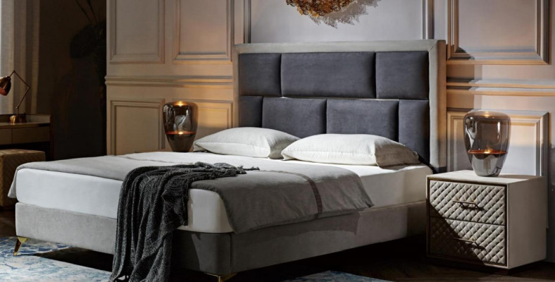 Postel Nábytek Spánek Hotel Dvojitý Luxusní Ložnice Postel Design Polštář Samet Nový