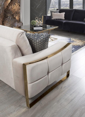 Klasická pohovka 3místná designová obývací místnost dřevěná lůžka moderní luxus bílá