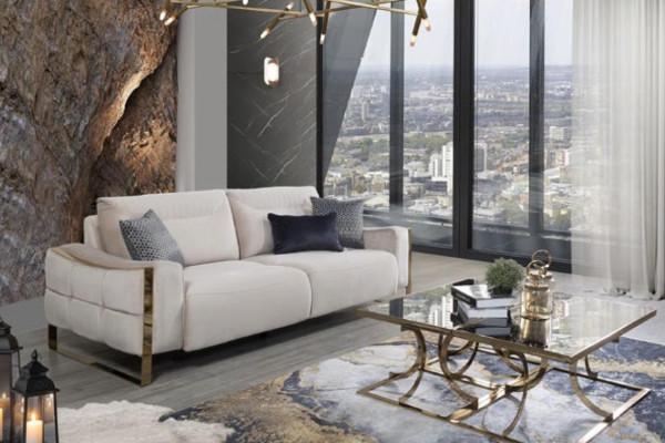 Klasická pohovka 3místná designová obývací místnost dřevěná lůžka moderní luxus bílá