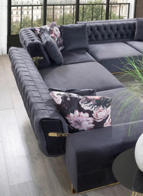 Ecksofa gauč Polster nábytek garsonka Chesterfield rohová sedací souprava Sofa látka