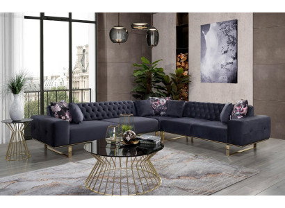Ecksofa gauč Polster nábytek garsonka Chesterfield rohová sedací souprava Sofa látka