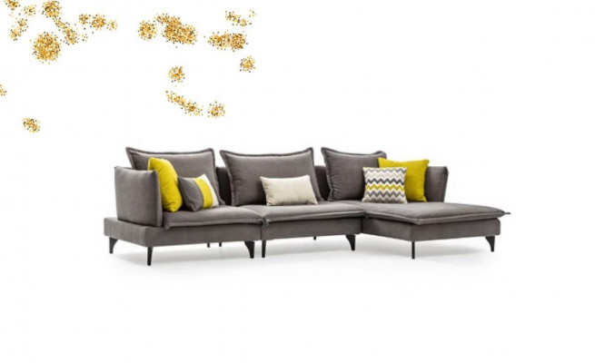 Šedá Chesterfield čalouněná pohovka rohová sedací souprava Luxus Ecke Sofas