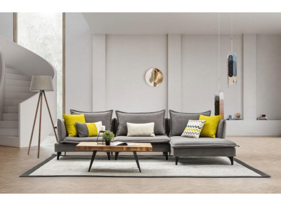 Šedá Chesterfield čalouněná pohovka rohová sedací souprava Luxus Ecke Sofas