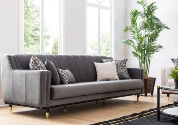 Klasická šedá sedací souprava 3místná pohovka Design Pohovky Třísedák Luxusní nábytek Styl.