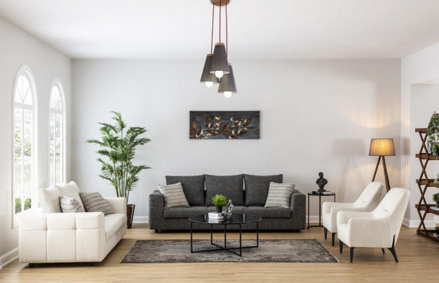 Luxusní pohovka 4 místná látková obývacího pokoje Moderní design šedá Pohovky čalouněné gauče