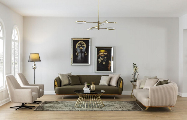 Luxus pohovka 3-místná látka Obývací pokoj Moderní design Pohovky Polštářové gauče