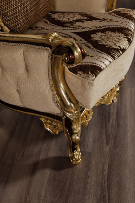 Luxusní pohovka Beige sedací souprava křeslo 3+1 sezení látka Design Pohovky