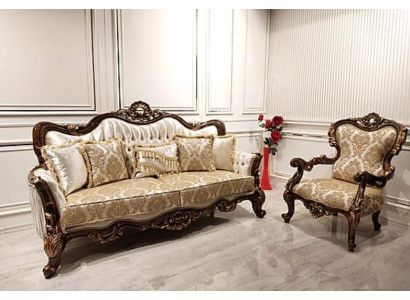 Klassische Sofagarnitur Wohnzimmer Sofa Couch Möbel einrichtung 3+1 Sitz