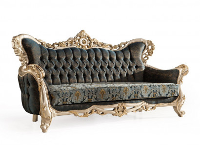 Barokní trojsedačka Chesterfield Couch nábytek Sedací souprava Sedací souprava Látka Zlato