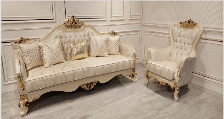 Luxus pohovka Beige sedací souprava křeslo 3+1 místný sad Stoff Design Textil