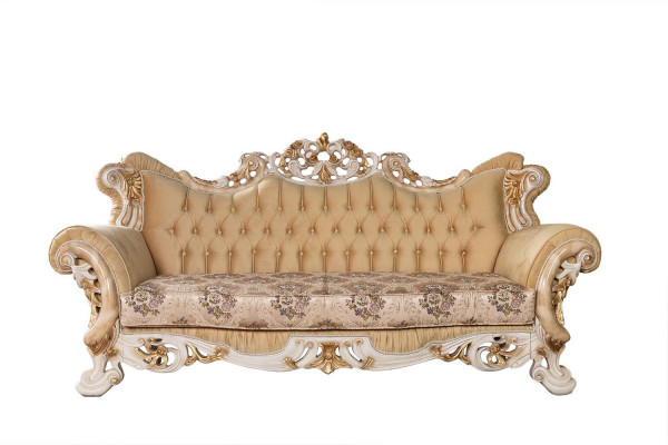 Chesterfield Barokní třímístná pohovka Nábytek Sofa Pohovky Látka Béžový