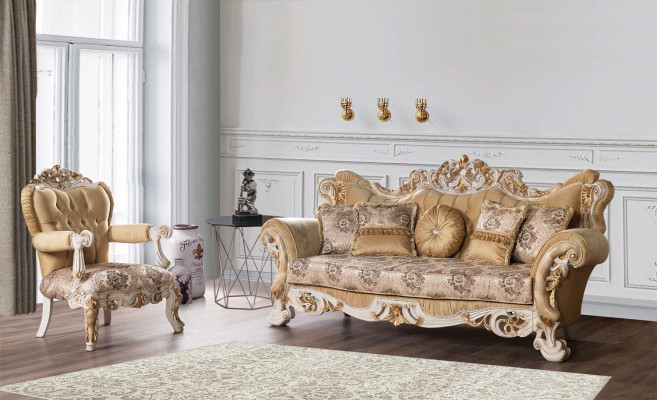 Chesterfield Barokní třímístná pohovka Nábytek Sofa Pohovky Látka Béžový