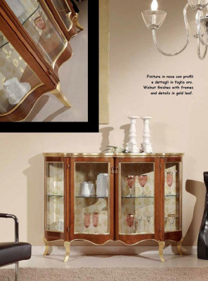 Vitrína Komoda Skleněné komody Luxusní sideboard Skříně Hnědé Italský nábytek