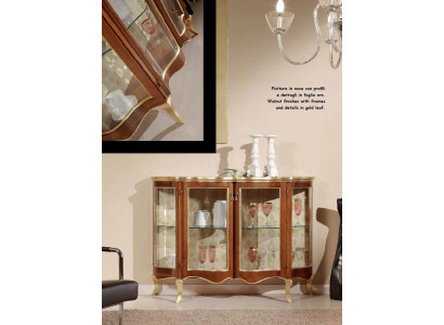 Vitrína Komoda Skleněné komody Luxusní sideboard Skříně Hnědé Italský nábytek