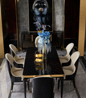 Kompletní jídelní souprava stůl 6x židle s opěrkou luxusní jídelní set.