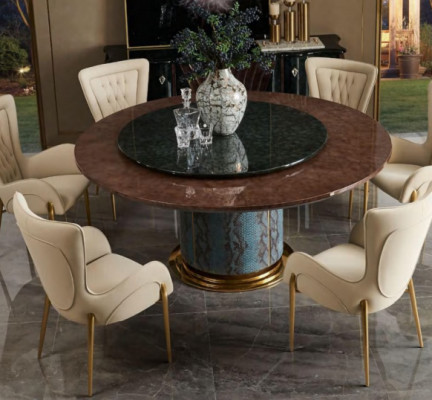 Kompletní jídelní set Kulatý stůl 4x židle s opěrkou Skupina jídelního nábytku