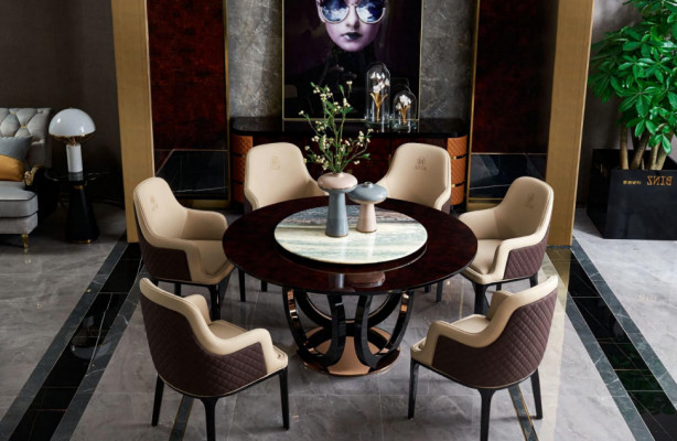 Design Dřevěný stůl kulatý jídelní stůl Kulaté jídelní stoly 150 cm Luxus třída