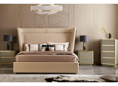 Manželská postel ložnice hotelu Luxusní manželská postel 2x noční stolek 3-dílná sada postelí