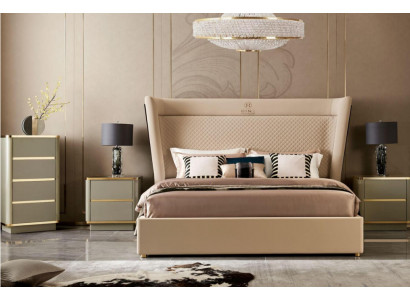 Ložnice Hotelové postele Dvojlůžko Design Dřevo Látka Postele 180x200cm