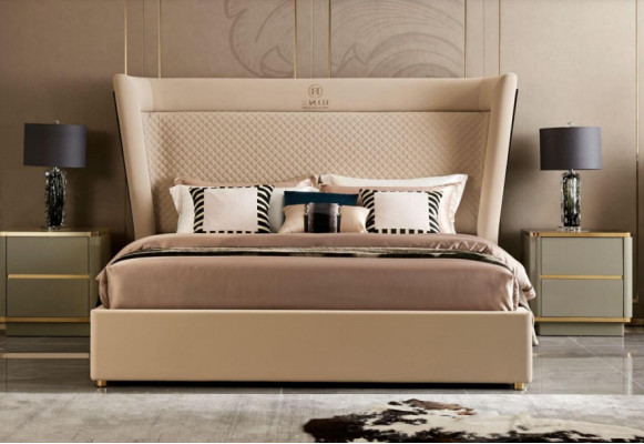 Ložnice Hotelové postele Dvojlůžko Design Dřevo Látka Postele 180x200cm