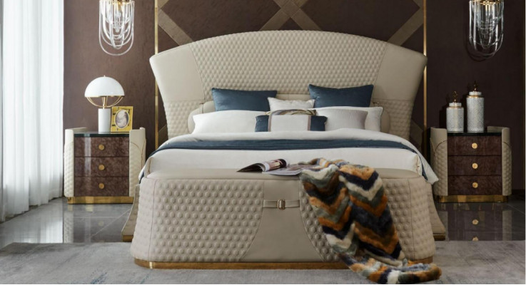 Postel Kožený Ložní Nábytek Luxury Moderní Postele 3dílná sestava Boxspring