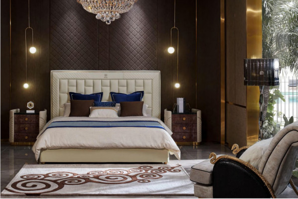 Postel Ložnice Design Postele Noční stolky Luxusní nábytek 3dílná sestava