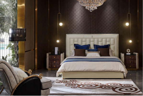Postel Ložnice Design Postele Noční stolky Luxusní nábytek 3dílná sestava