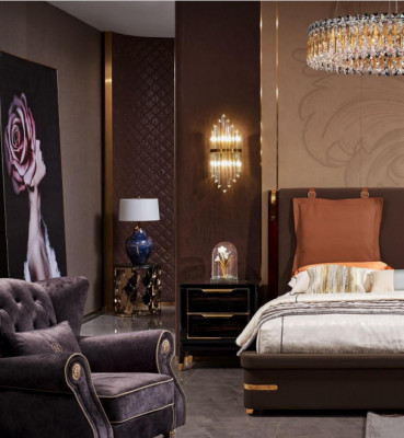 Postel polstrový design luxus kovová manželská lůžka ložnice kůže