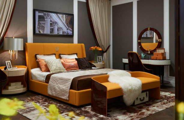 Ložnice 7-dílná sada luxusní nábytek postel stolička zrcadlo noční stolek postele