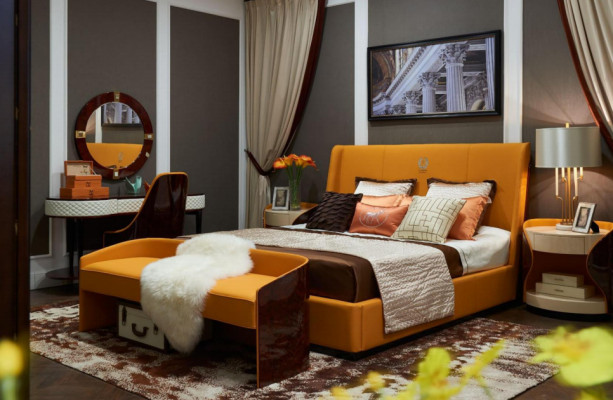 Ložnice 7-dílná sada luxusní nábytek postel stolička zrcadlo noční stolek postele