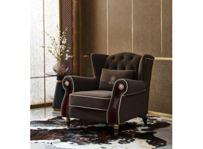 Vznešený design Chesterfield křeslo s polstrováním Televizní sedadlo Klubová relaxační sedačka z textilu Luxus