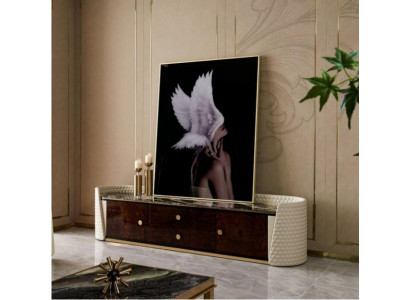 Návrhářská televizní skříň s poličkami, komoda, nízká skříň, skříň, pokojová dekorace, regál.