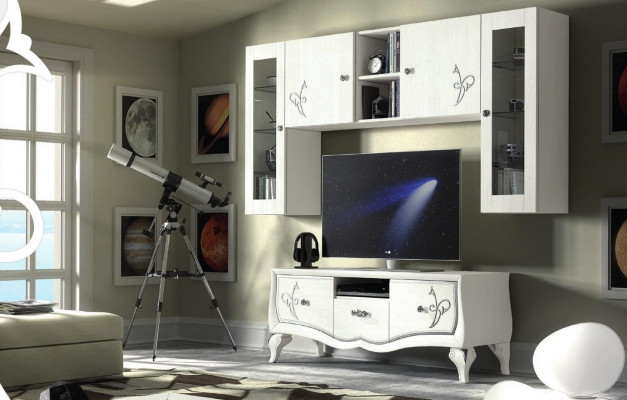 Wohnwand RTV skříň Sideboard skříň TV dřevo Lowboard komoda Design nábytek Nový
