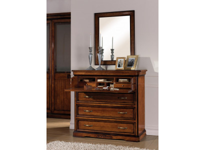 Komoda s zrcadlem Moderní komody Dřevěný design 2 kusy Ložnice Souprava Nový Set