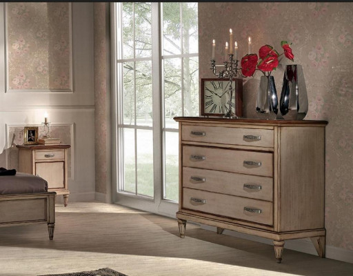 Komoda šuplíky dřevo skříň sideboard skříňky masivní komody obývací.