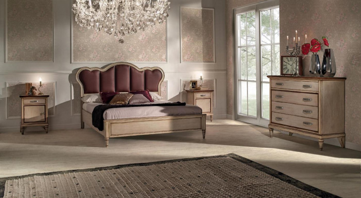 Postel Noční stolek Komoda Ložnice Sada Design Klasický Luxusní Výklenky Nový