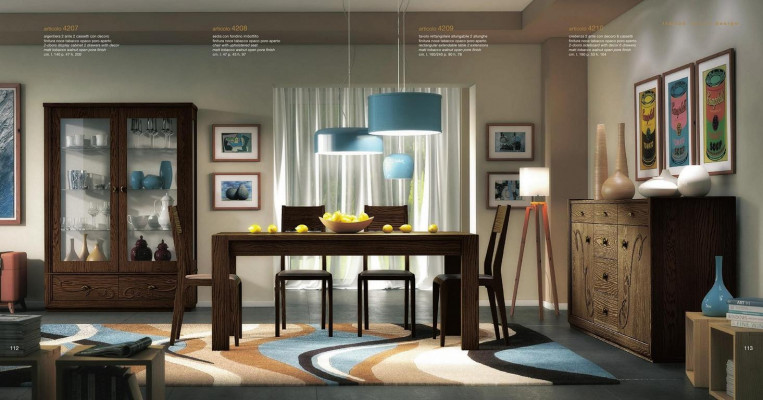 Skupina jídeleních stolů 7 kusů Jídelna Stůl židle Komoda Vitrína Stůl Stoly Dřevo