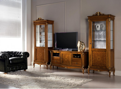 Obývací pokoj 2x vitrína Obývací pokoj skříně Design TV Moderní vitrínový set 3 kusy