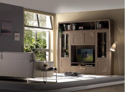 Stěna obývacího pokoje Skříň Vitrína Dřevo Obývací pokoj Nábytek TV Skříňové designové Vitríny