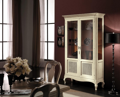 Vitrína Dřevo Luxus Skříň Klasický Bufet Design Nábytek Italský Hnědá