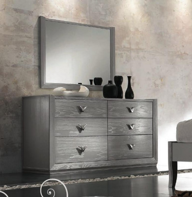 Komoda zrcadlová sada dřevo designové komody skříň regál Itálie set 2 ks.
