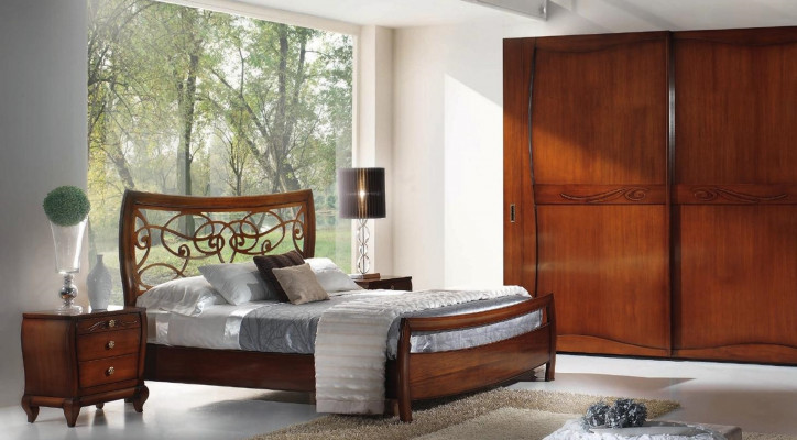 Ložnice Postel Noční stolek Postele Dvojité Hotel Design Dřevo Souprava Set 3 kusy.