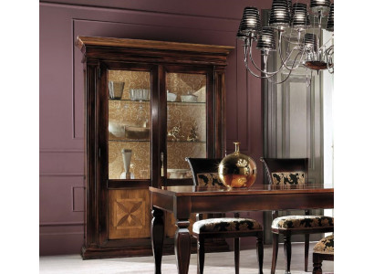 Masivní dřevěná komoda Vitrína do obývacího pokoje Skříň Vaccari Cav Giovanni.