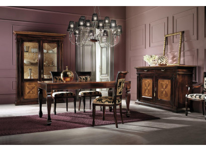 Jídelní set Garnitur Kommode židle 4x Vitrine Skupina jídelního stolu 7 ks.