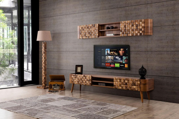 Italský designový jídelní set Garnitur židle stůl komoda skupina 7 kusů.