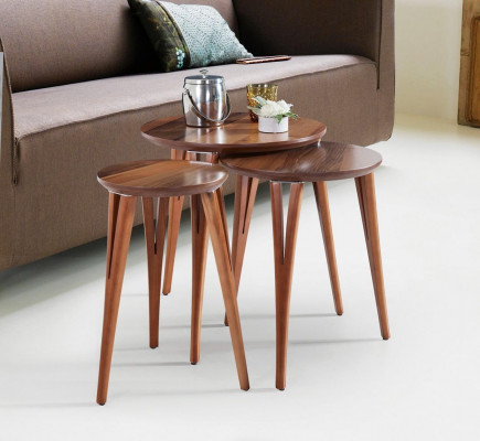 Dřevěné stoly Set vedlejší stolky Stolek Konferenční stolek Květinový stojan 3ks.