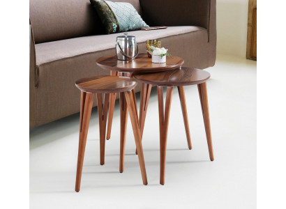 Dřevěné stoly Set vedlejší stolky Stolek Konferenční stolek Květinový stojan 3ks.