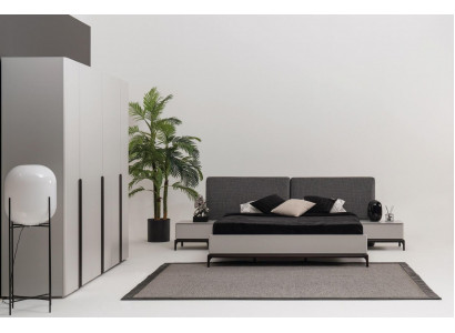 Postel polštář design luxus dvojitý hotelový nábytek z dřeva světle šedý loft