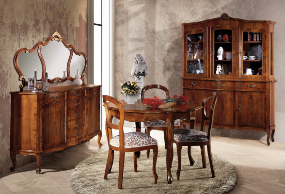 Kulatý jídelní stůl jídelní stůl Rozkládací Luxusní stoly Dřevo Italský nábytek